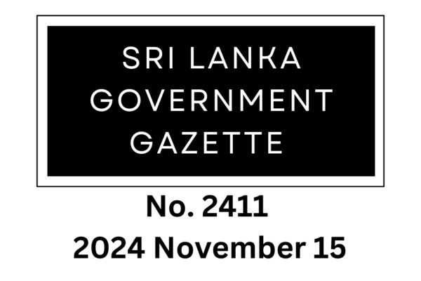 Sri Lanka Gazette 2024 November 15 findjoblanka.com