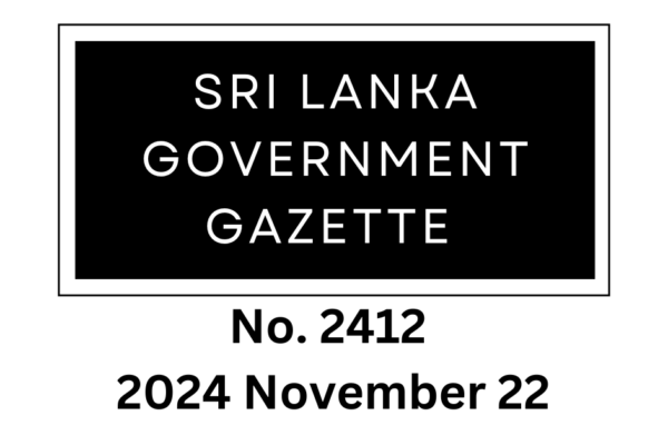 Sri Lanka Government Gazette 2024 November 22 Finjoblanka.com