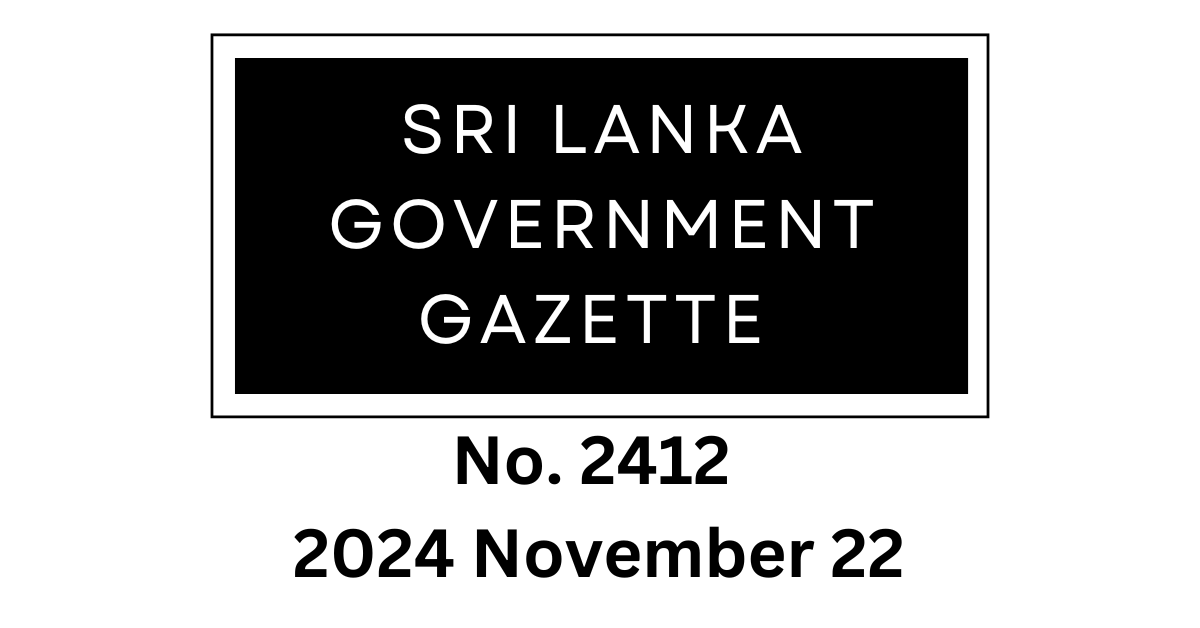 Sri Lanka Government Gazette 2024 November 22 Finjoblanka.com