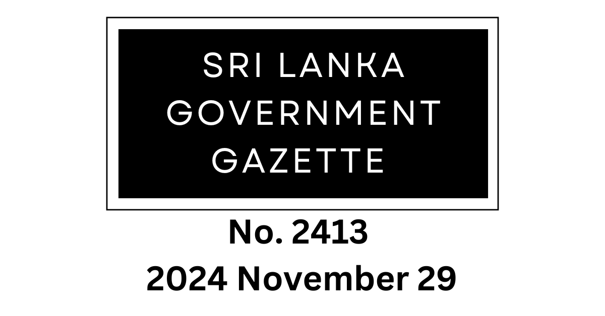 Sri Lanka Government Gazette 2024 November 29 Finjoblanka.com