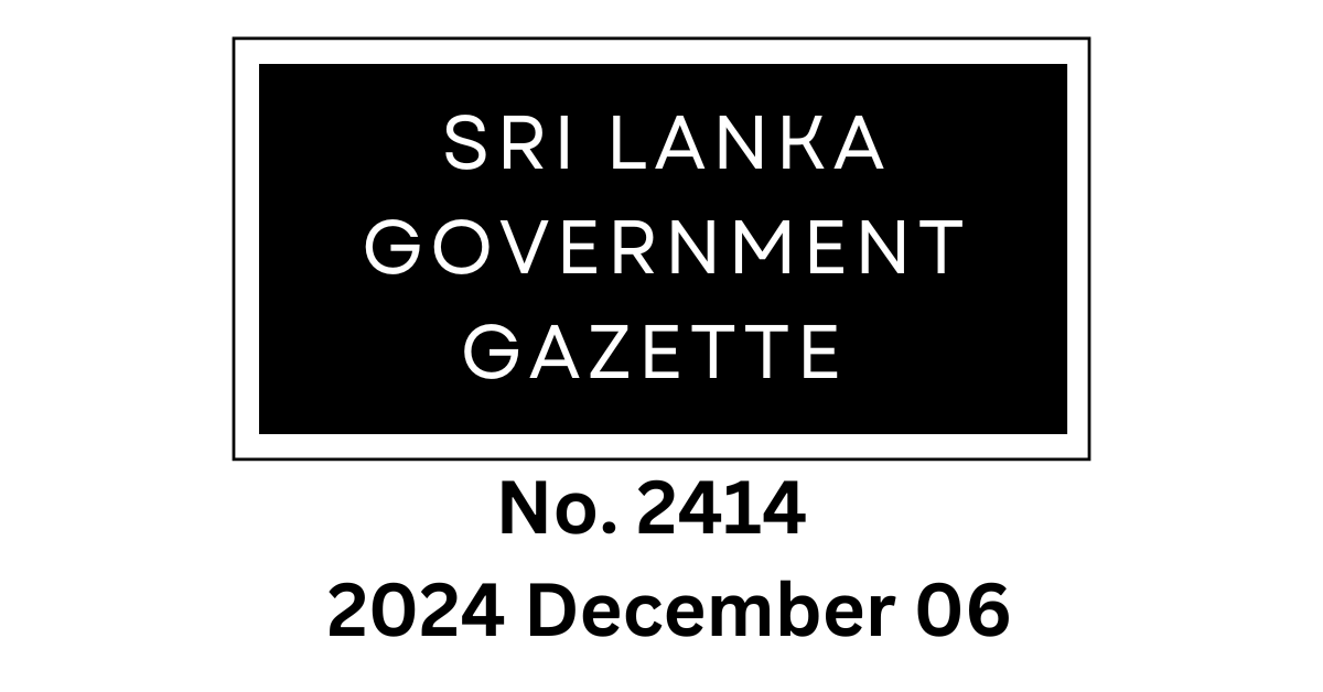 Sri Lanka Government Gazette 2024 December 06 Finjoblanka.com