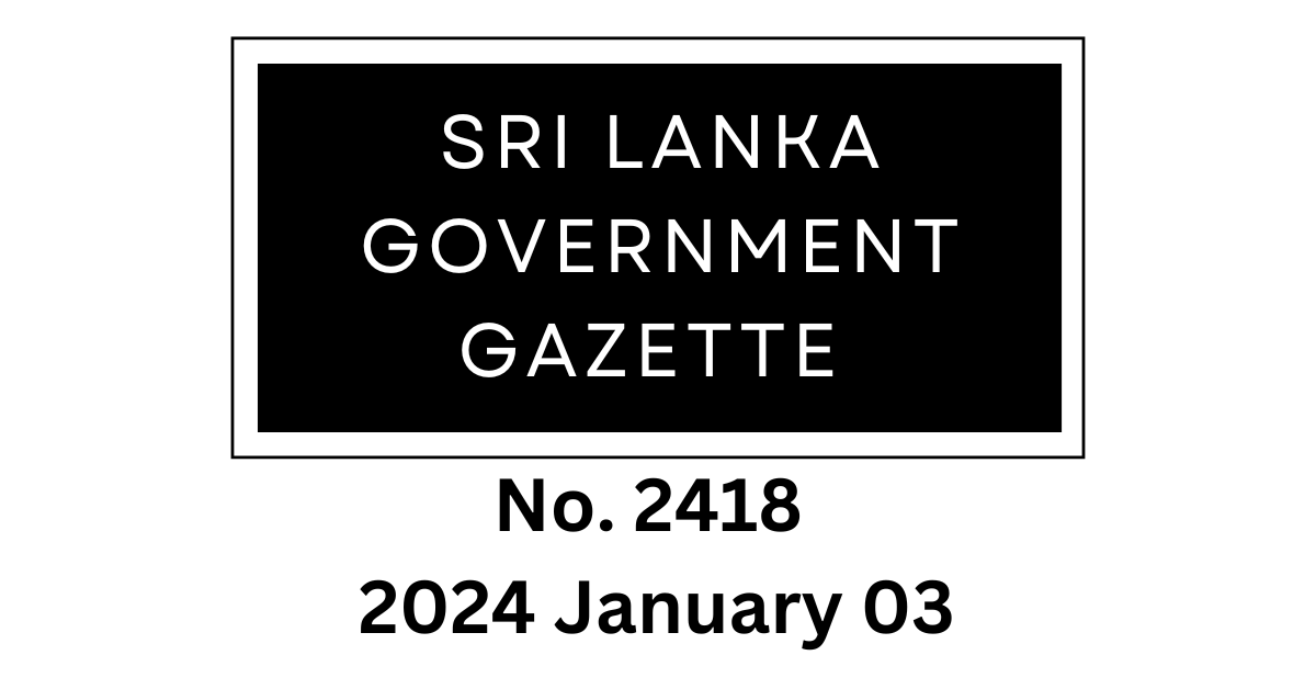 Sri Lanka Government Gazette 2025 January 03 Finjoblanka.com